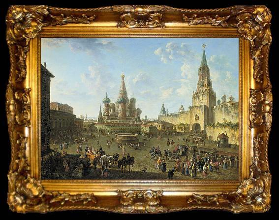 framed  Fedor Yakovlevich Alekseev Red Square in Moscow, ta009-2